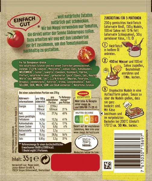 Maggi Fix Für Bologneser-Gratin 2 Maggi Fix Für Bologneser-Gratin – Bild 2