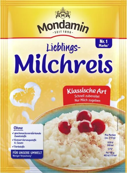 Mondamin Lieblings-Milchreis Klassische Art 1 Mondamin Lieblings-Milchreis Klassische Art